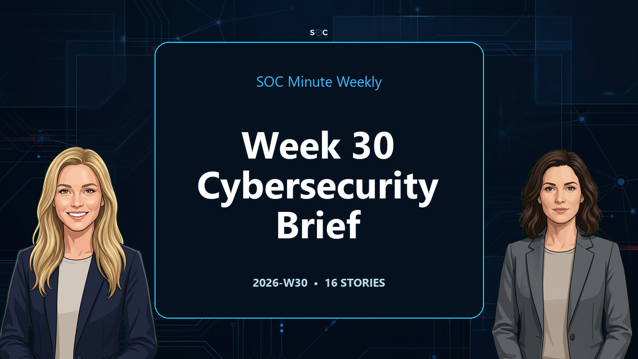Thumbnail for SOC Minute Weekly: Zero-Days, Ransomware, AI & Cybersecurity News