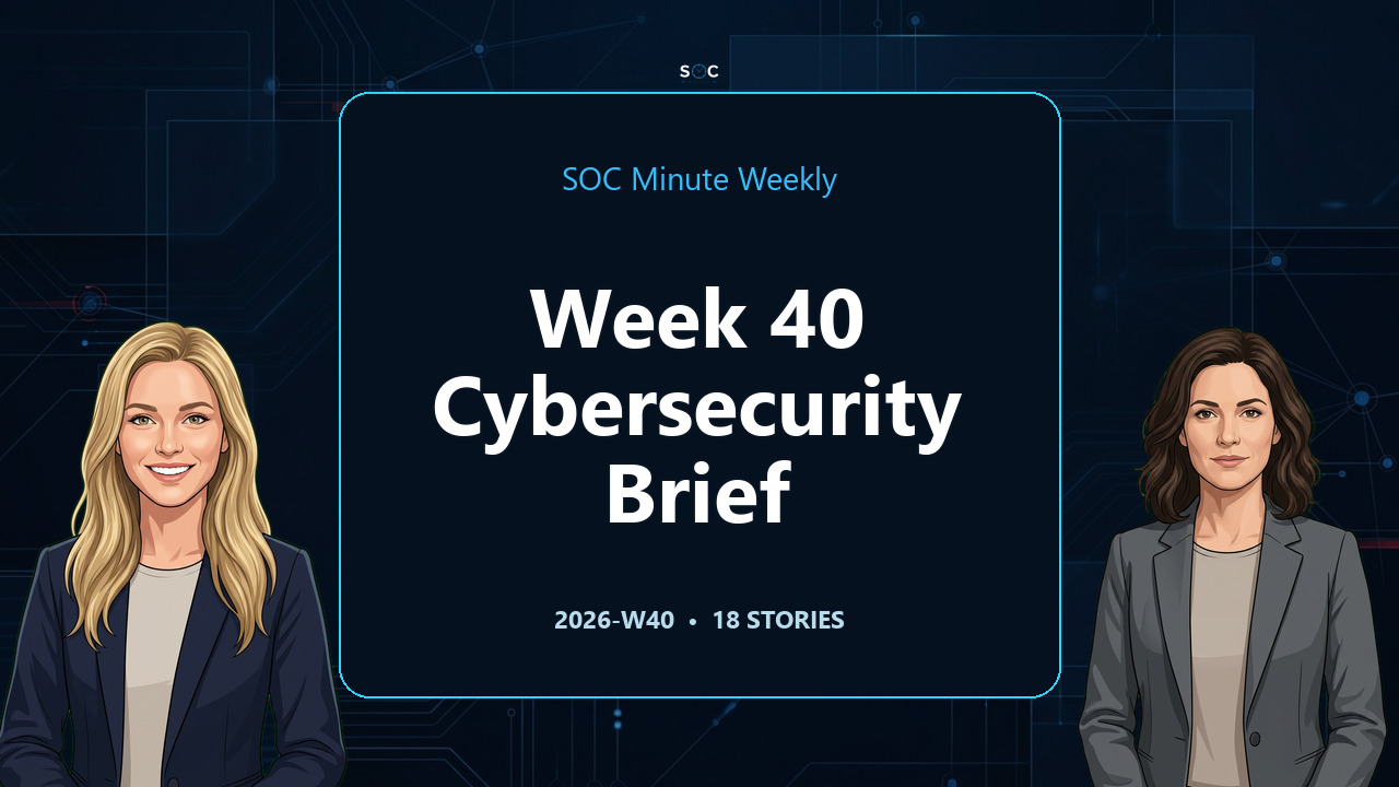 Thumbnail for SOC Minute Weekly: Exposed Control Planes, Stolen Access, and AI-Driven Intrusions